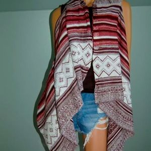 Aztec Vest Cardigan Poncho Sweater Top Size S